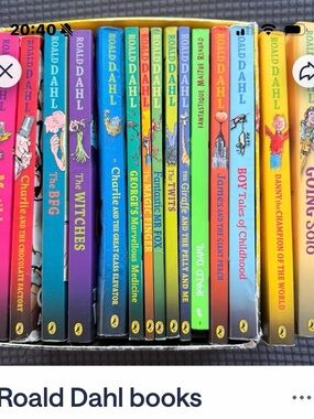 Roald Dahl Paperback Book Set - Colorful Spines